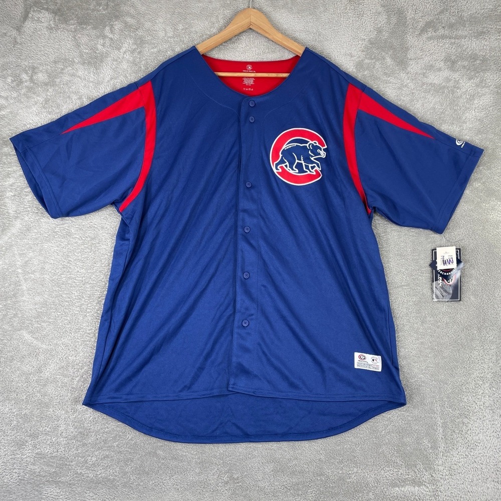 Chicago Cubs Baseball Jersey Mens 2XL Blue Button Up True Fan MLB Short Sleeve